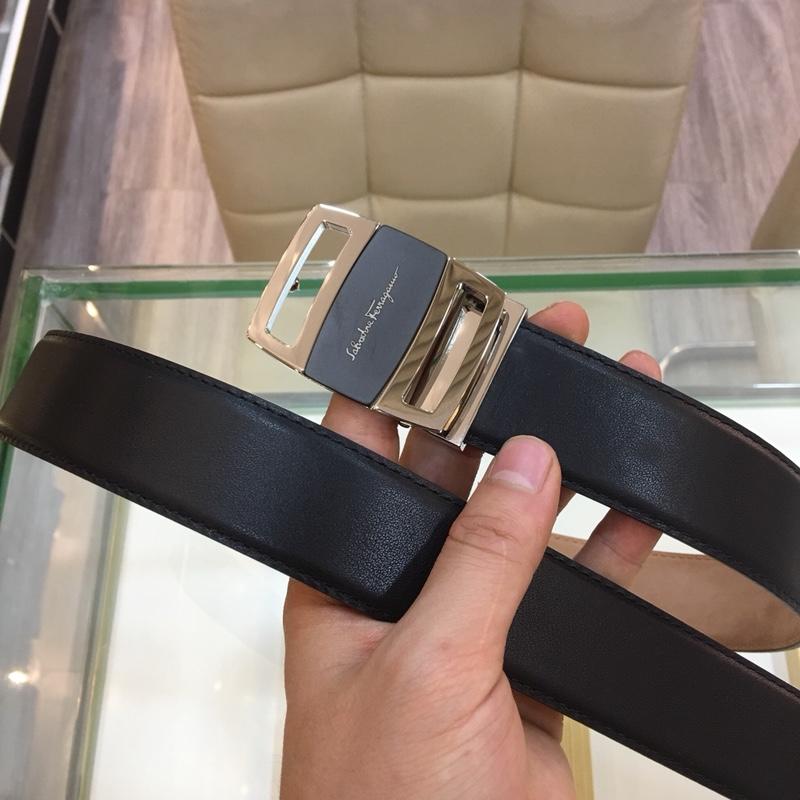 Ferragamo leather black Silver belt ASS02236