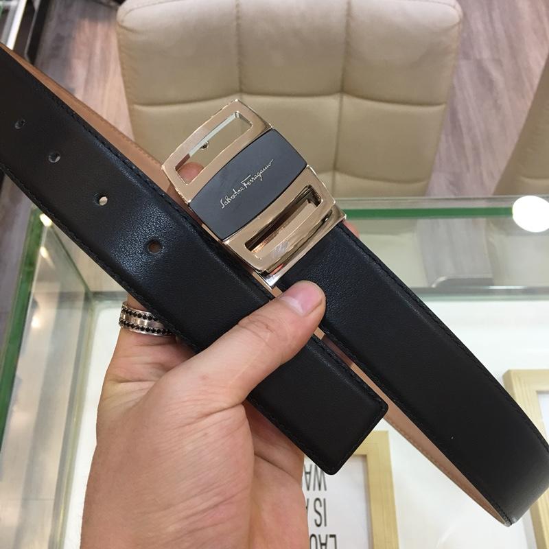 Ferragamo leather black Silver belt ASS02236