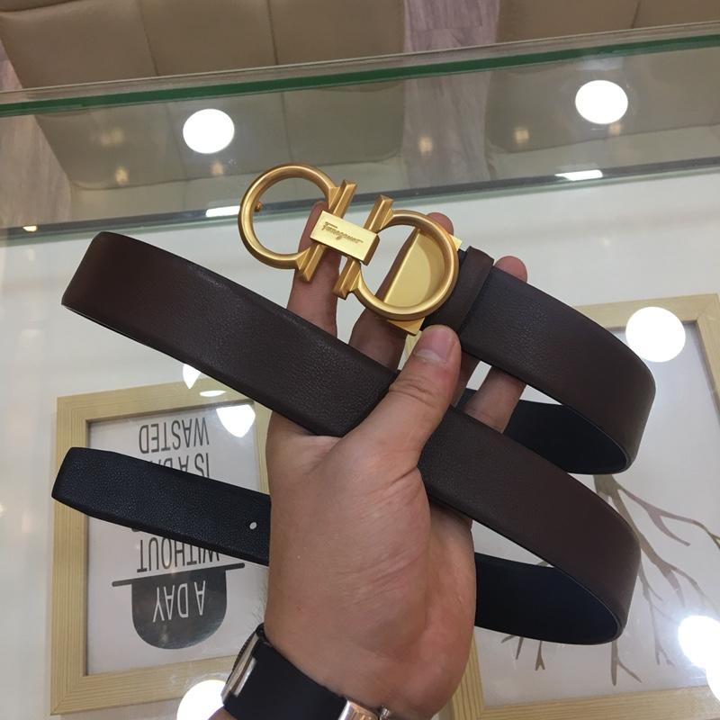 Ferragamo black leather Gold buckle belt ASS02212