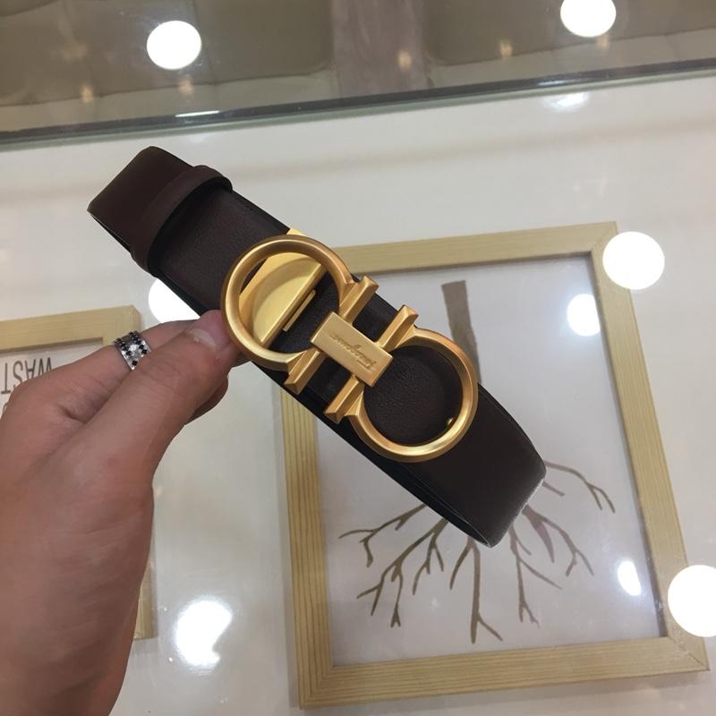 Ferragamo black leather Gold buckle belt ASS02212