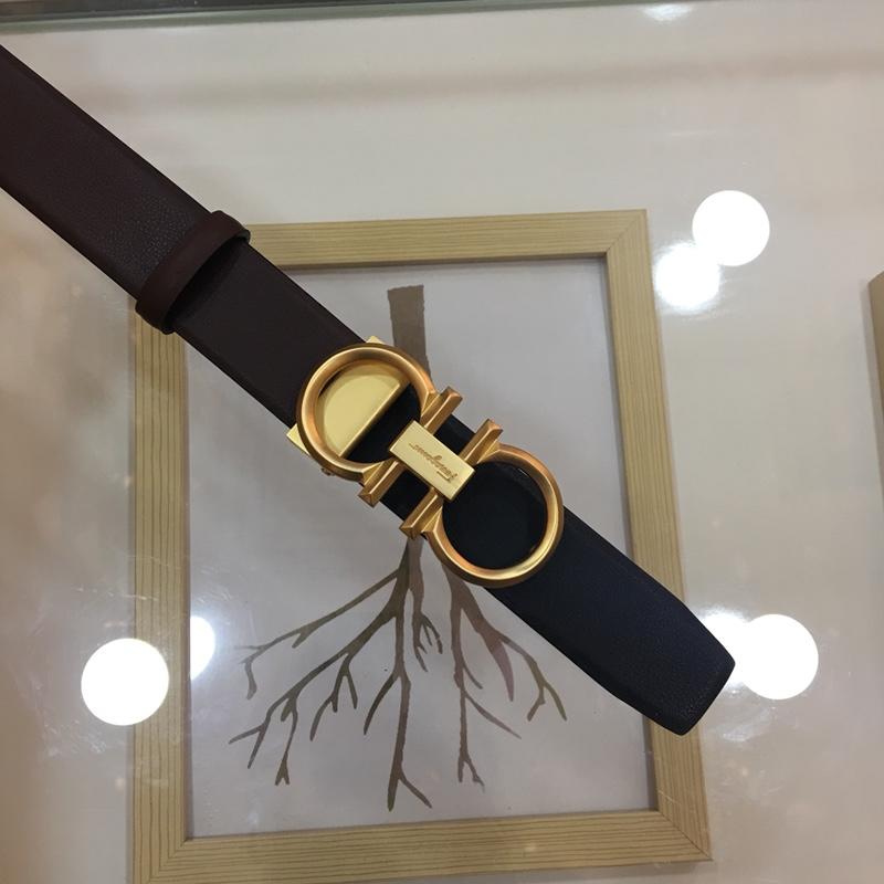 Ferragamo black leather Gold buckle belt ASS02212