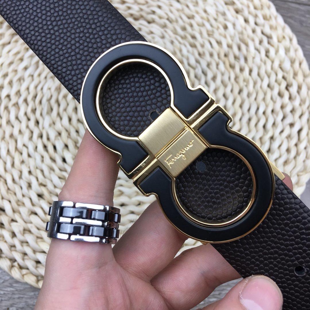 Ferragamo black leather Gold belt ASS02203