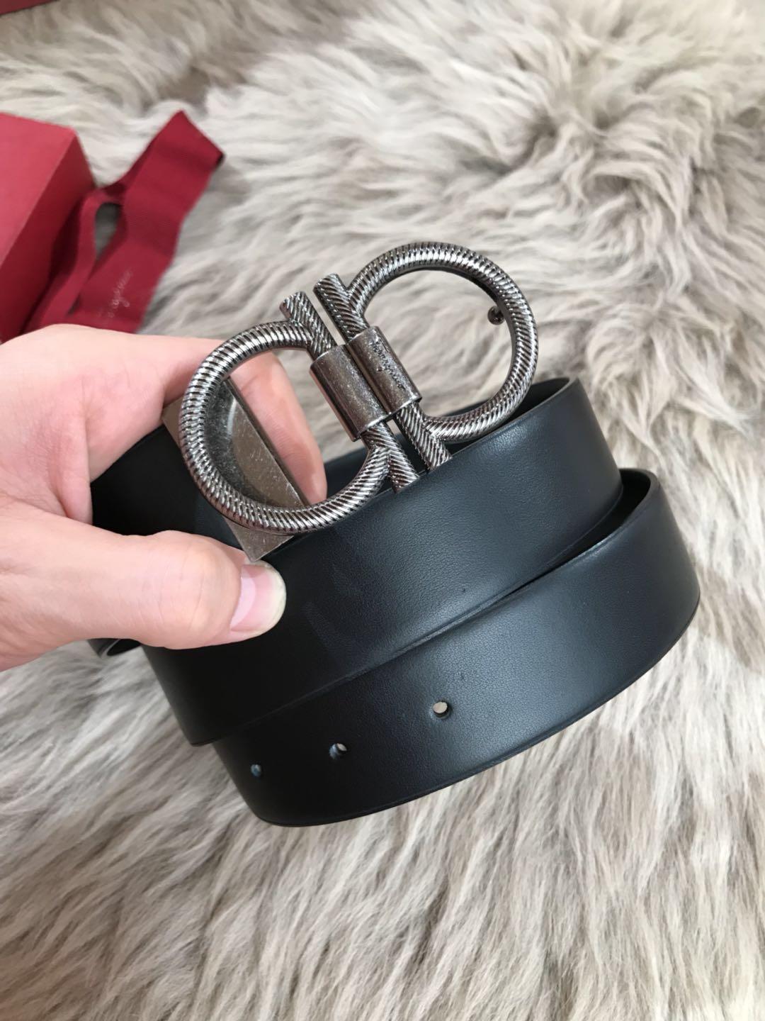 Dark silver Ferragamo buckle belt ASS02149