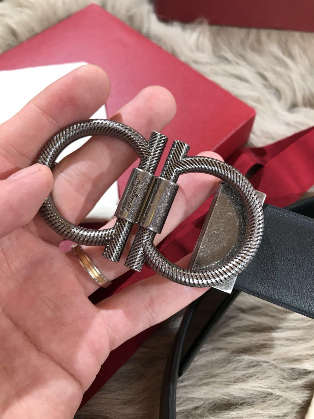 Dark silver Ferragamo buckle belt ASS02149