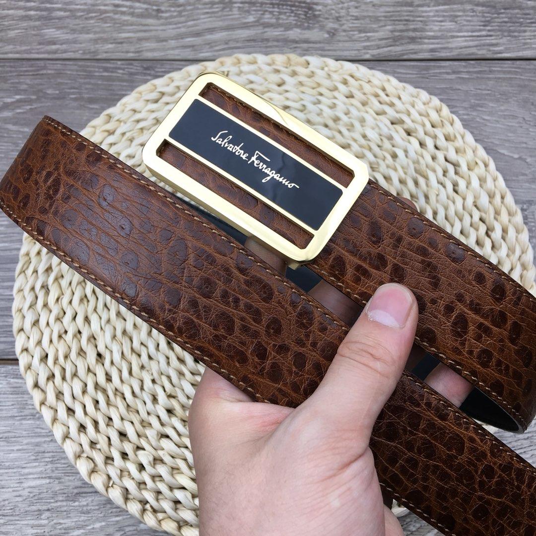 Dark Brown Golden Ferragamo belt ASS02252