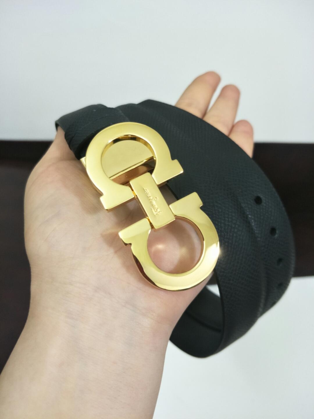 Classy Black Ferragamo Gold buckle belt ASS02129