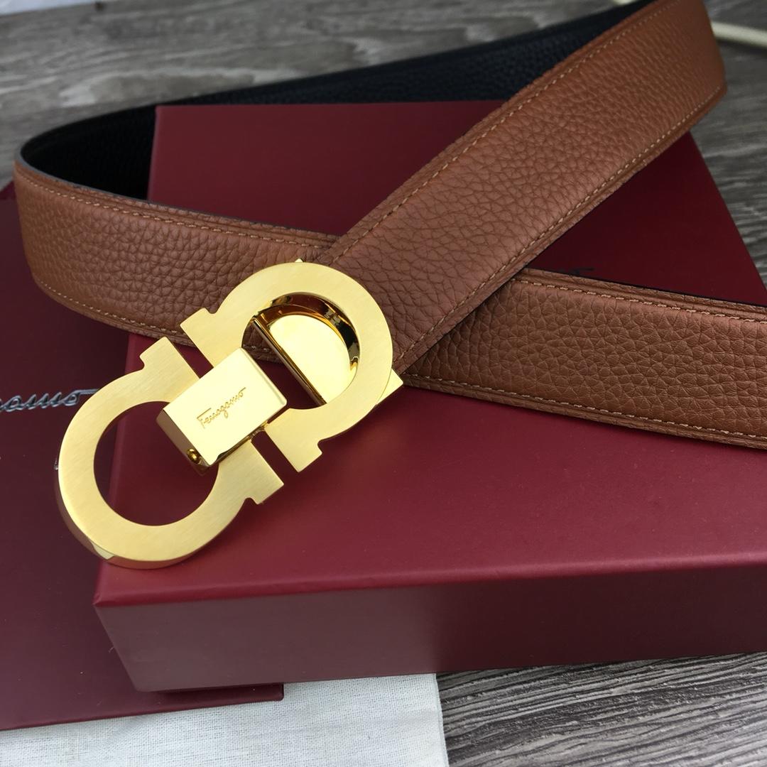 Brown Golden Ferragamo belt ASS02077