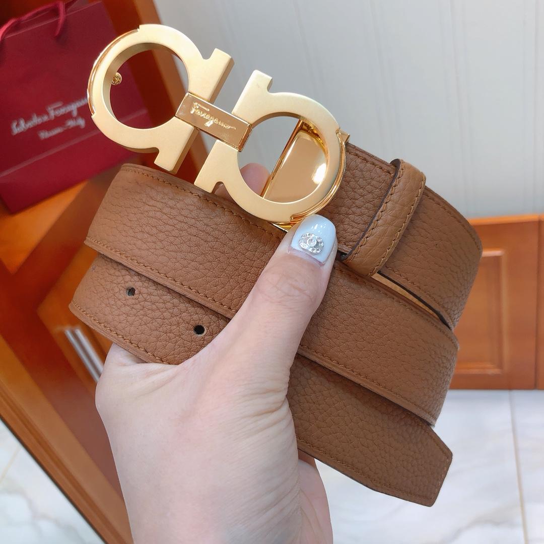 Brown Gold Ferragamo buckle belt ASS02091