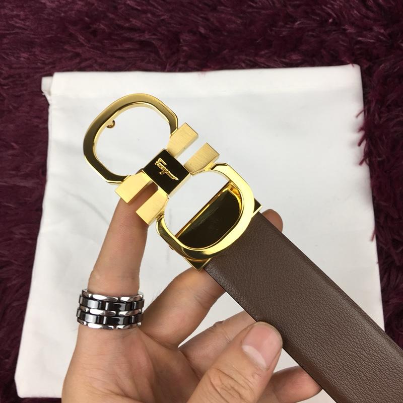 Brown Gold Ferragamo belt ASS02216