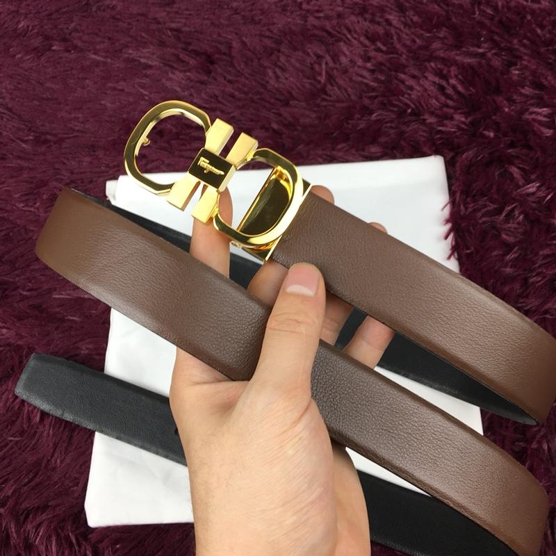 Brown Gold Ferragamo belt ASS02216