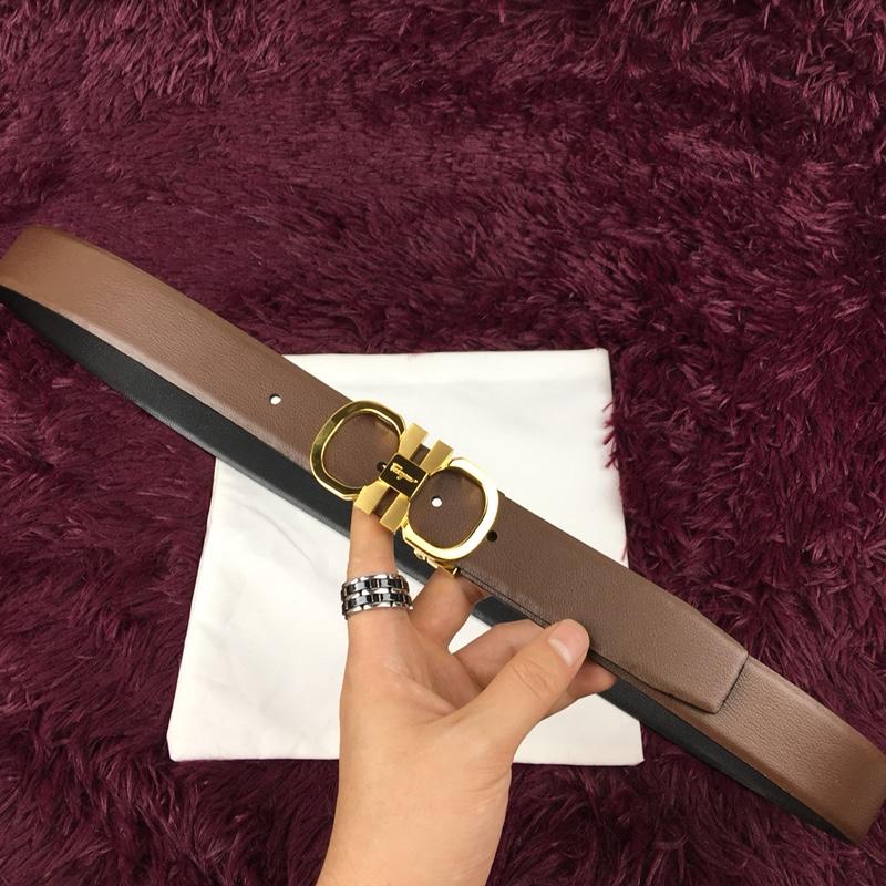 Brown Gold Ferragamo belt ASS02216