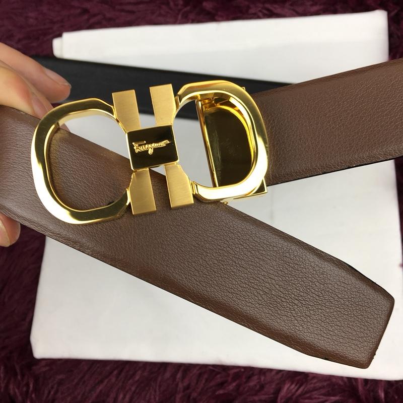 Brown Gold Ferragamo belt ASS02216