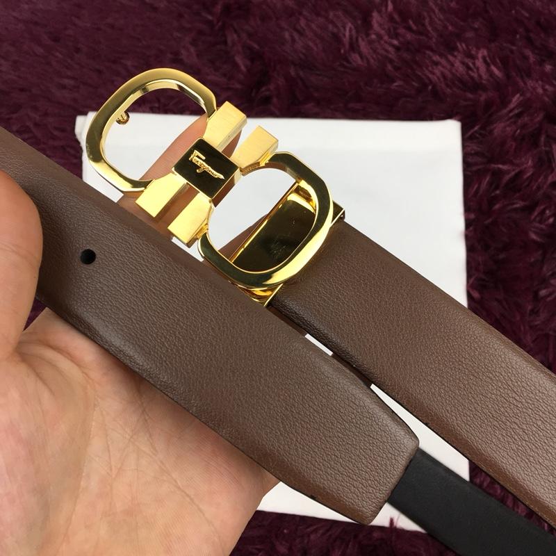 Brown Gold Ferragamo belt ASS02216