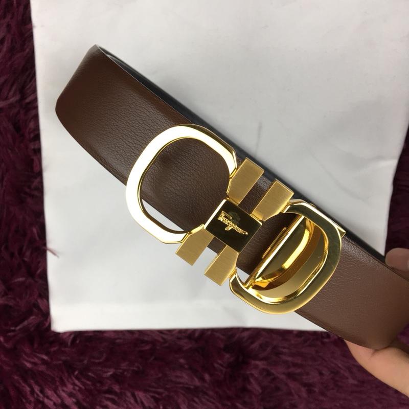 Brown Gold Ferragamo belt ASS02216