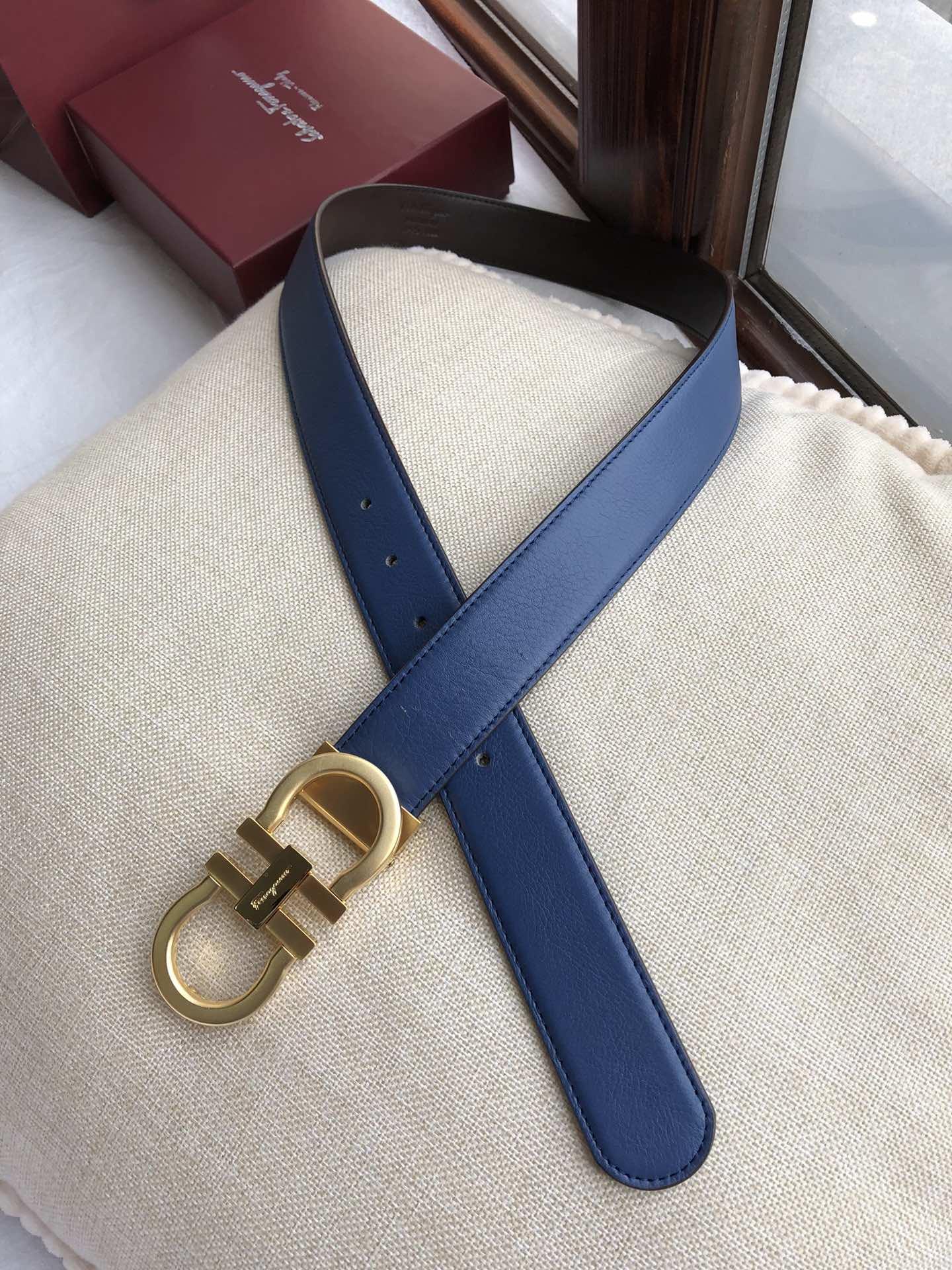 Blue Golden Ferragamo buckle belt ASS02122