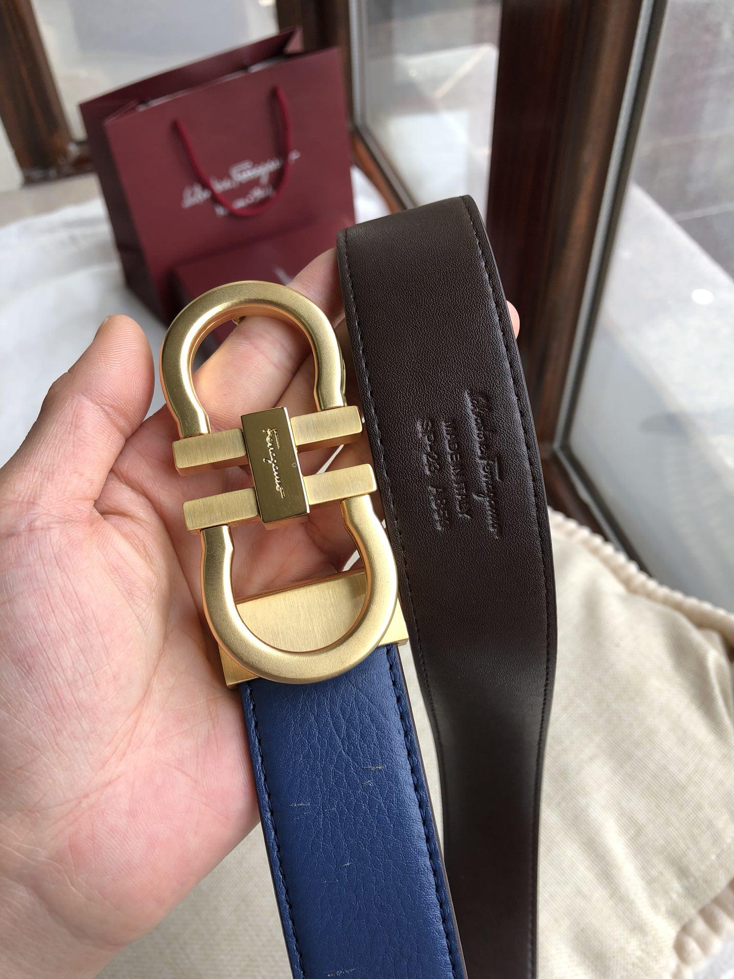 Blue Golden Ferragamo buckle belt ASS02122