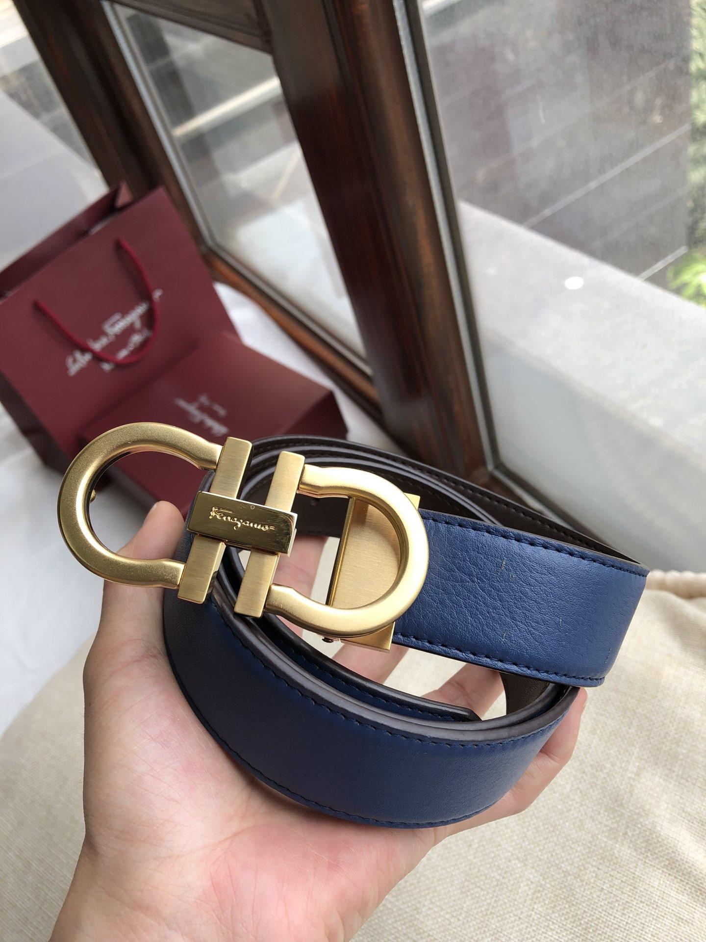 Blue Golden Ferragamo buckle belt ASS02122