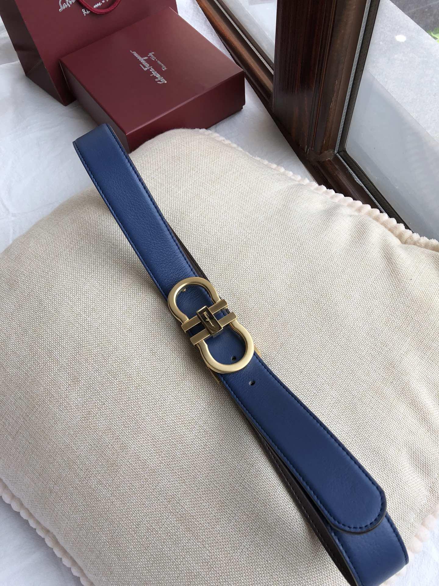 Blue Golden Ferragamo buckle belt ASS02122