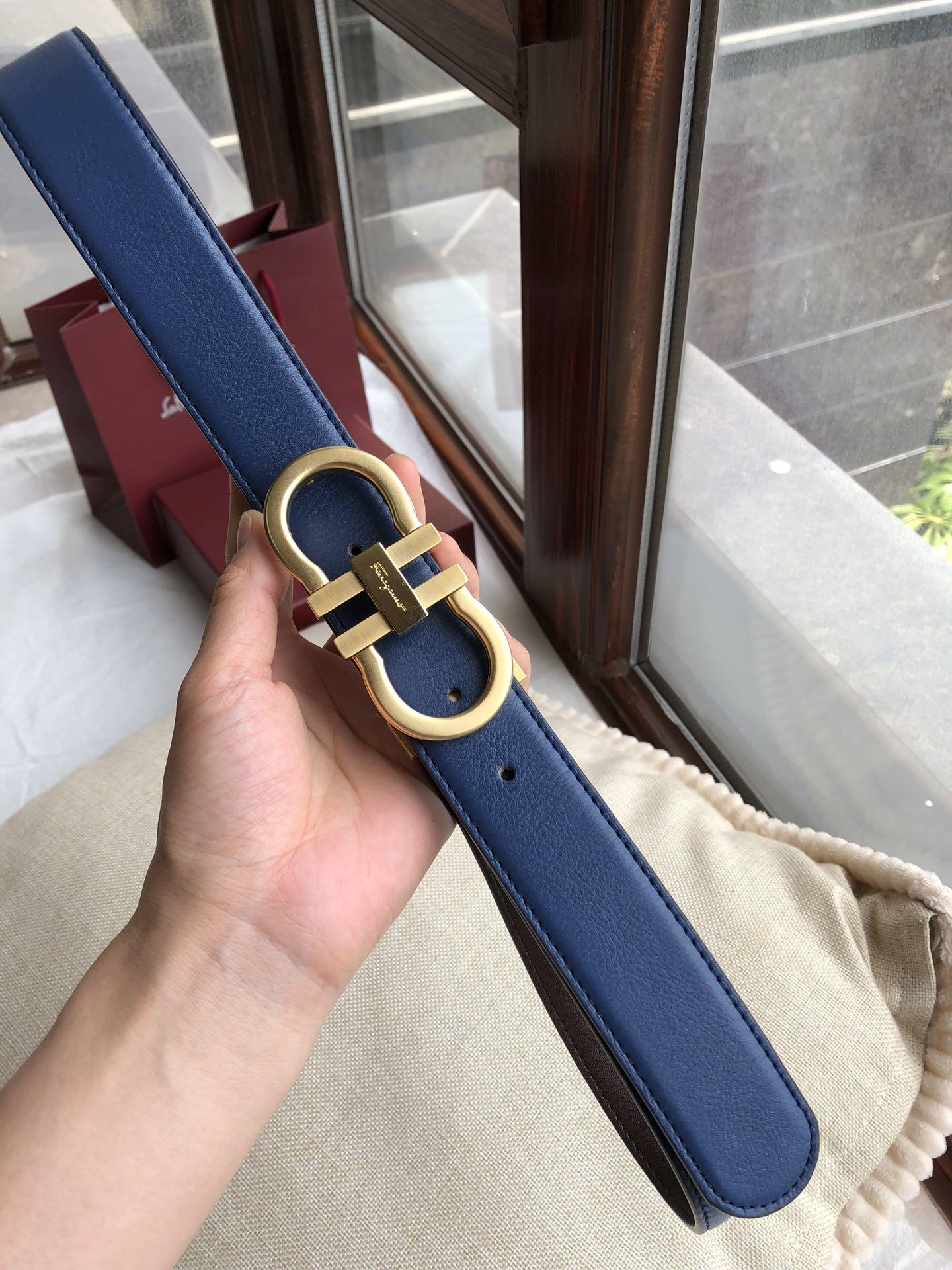 Blue Golden Ferragamo buckle belt ASS02122