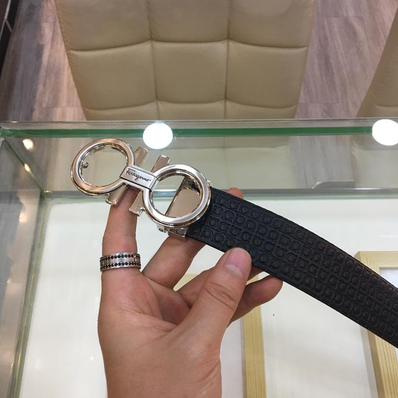 Black Silver Ferragamo buckle belt ASS02223