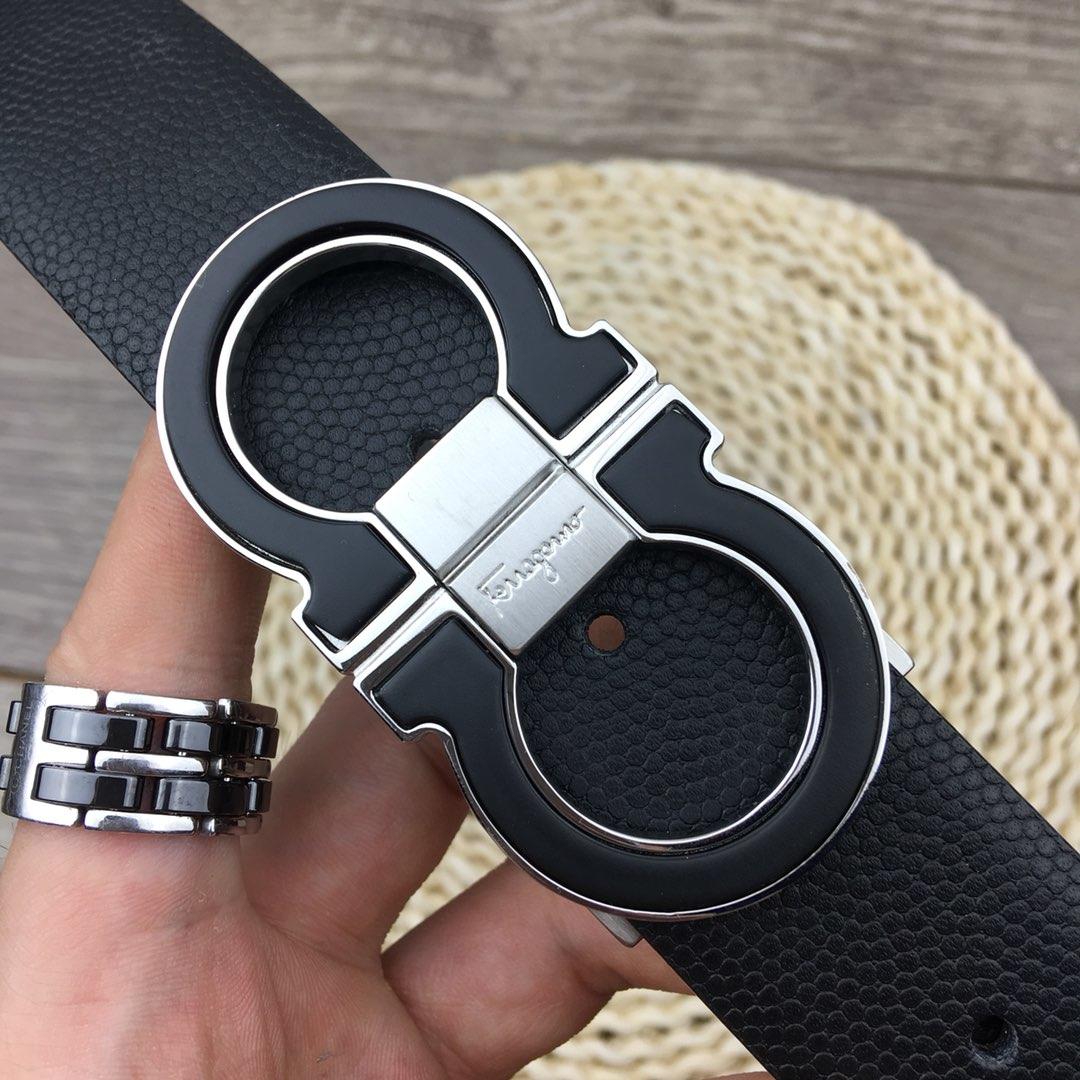 Black Silver Ferragamo buckle belt ASS02196