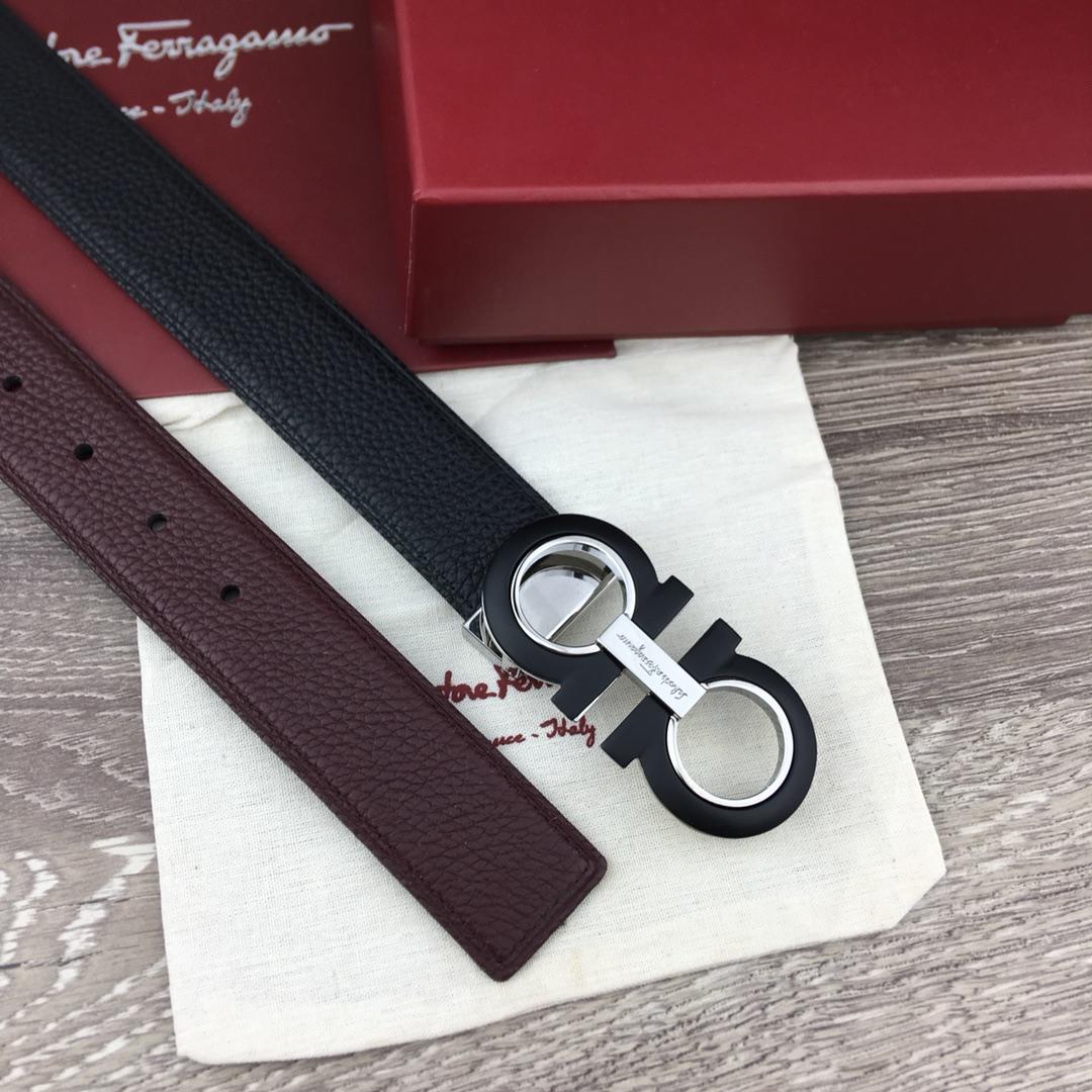 Black Silver Ferragamo buckle belt ASS02078
