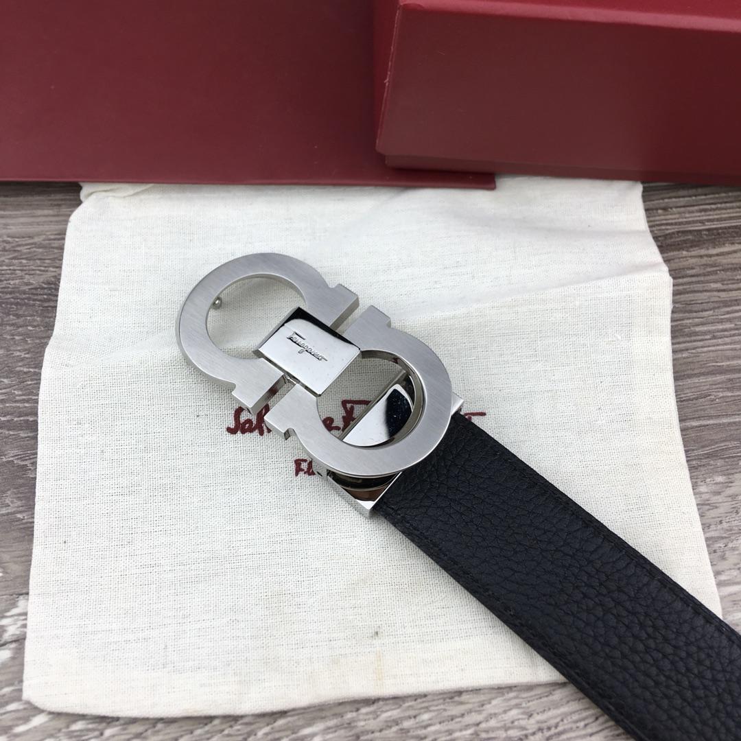 Black Silver Ferragamo buckle belt ASS02075