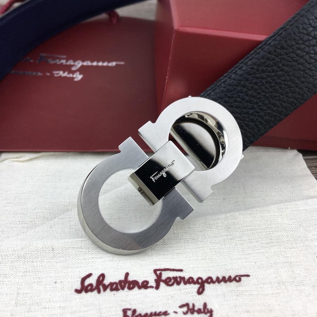 Black Silver Ferragamo buckle belt ASS02075