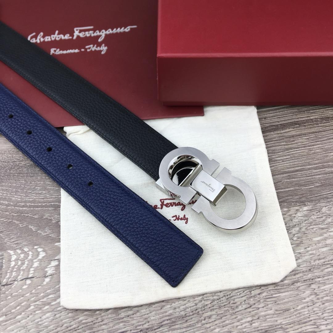 Black Silver Ferragamo buckle belt ASS02075