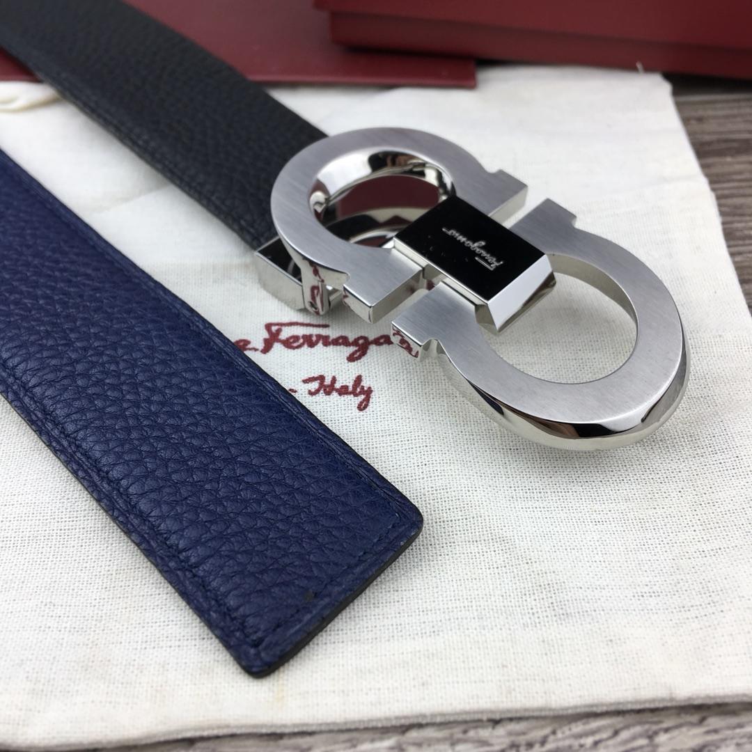 Black Silver Ferragamo buckle belt ASS02075