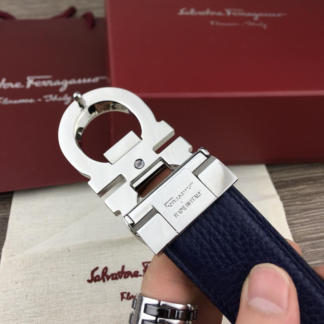 Black Silver Ferragamo buckle belt ASS02075