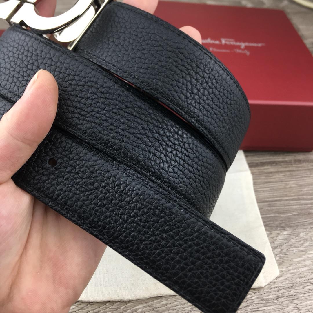 Black Silver Ferragamo buckle belt ASS02075