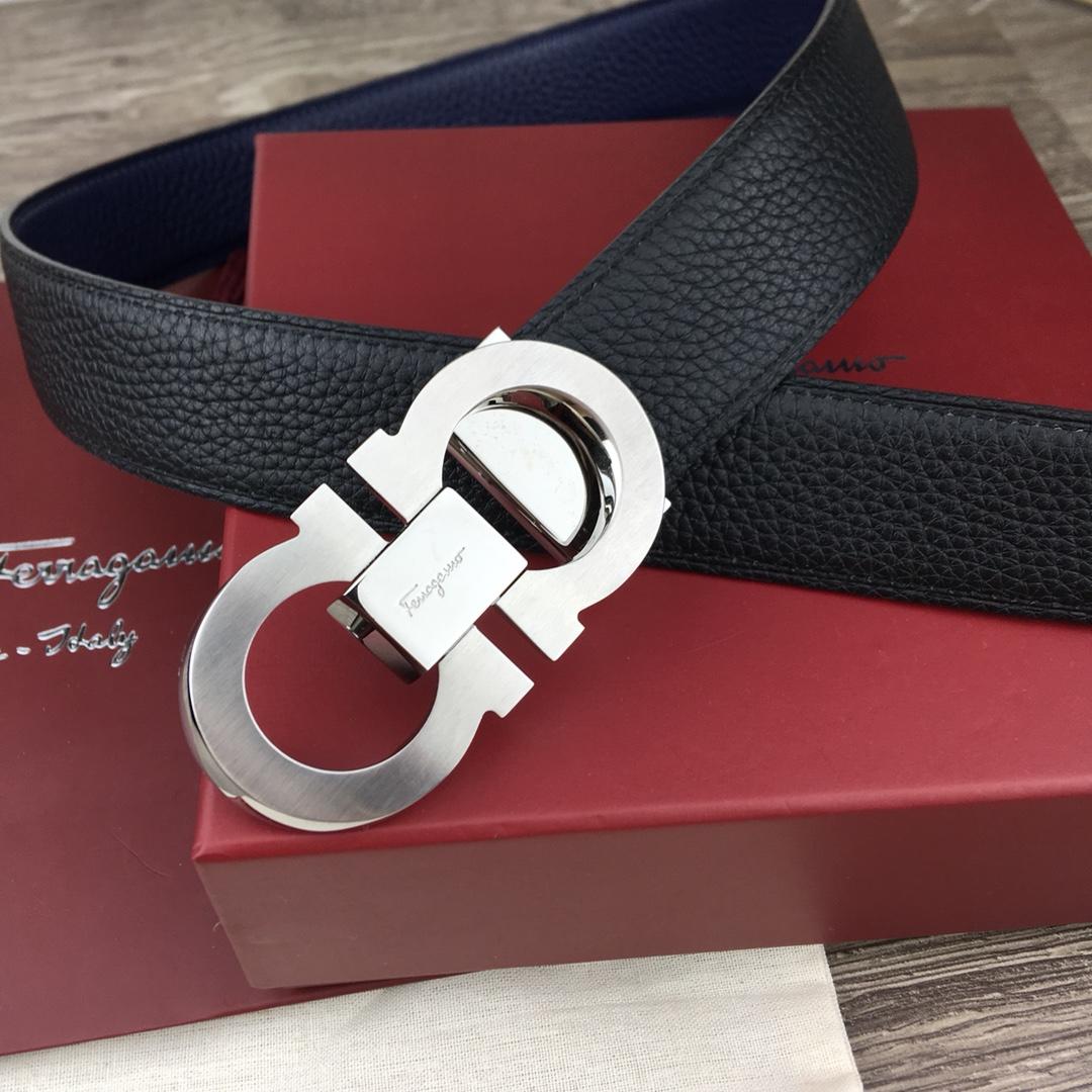 Black Silver Ferragamo buckle belt ASS02075