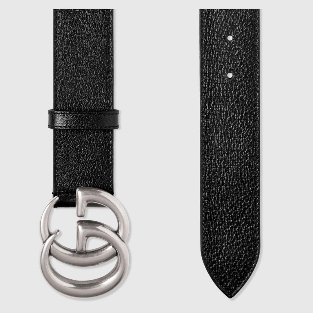 Black Leather Gucci Silver Buckle belt ASS02306