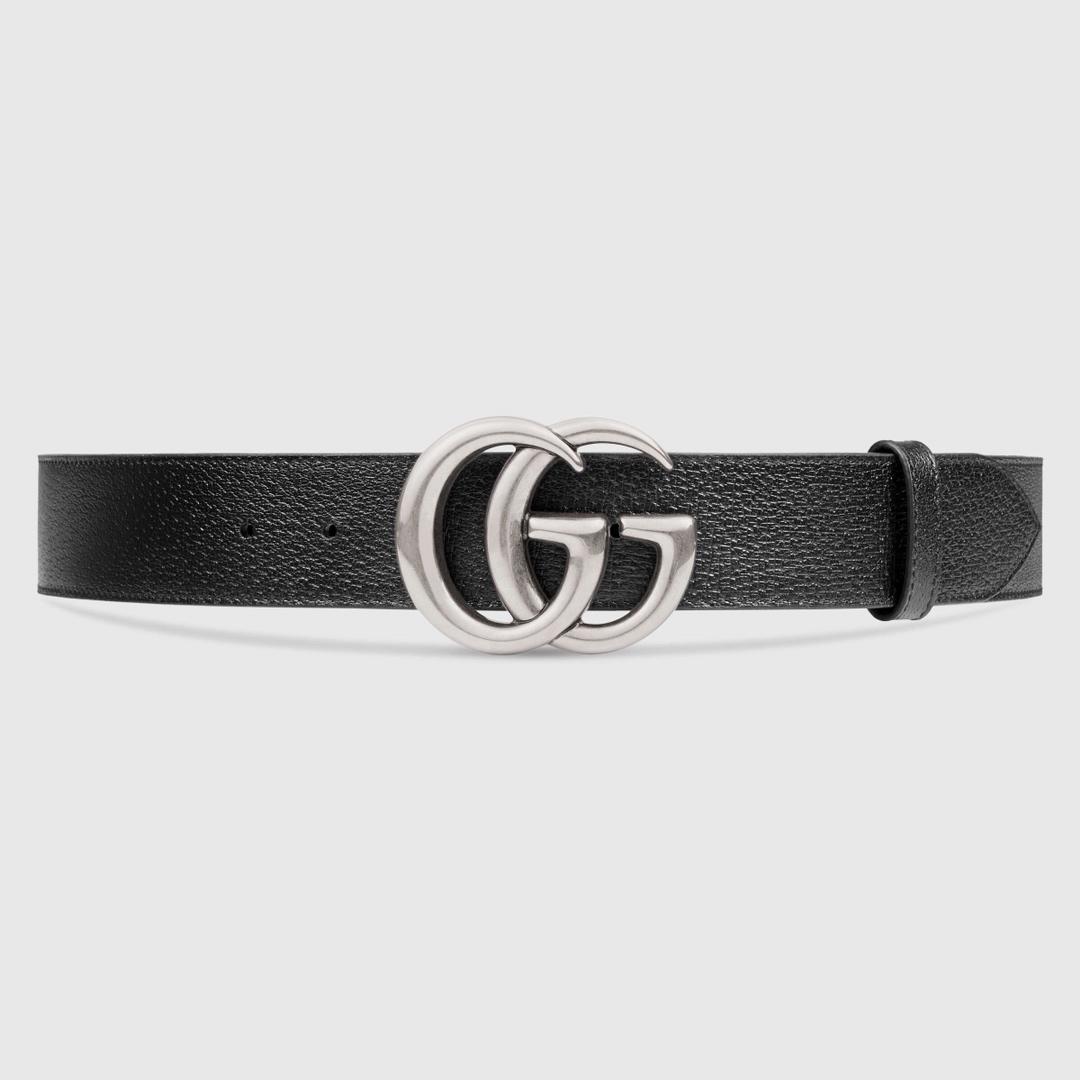 Black Leather Gucci Silver Buckle belt ASS02306