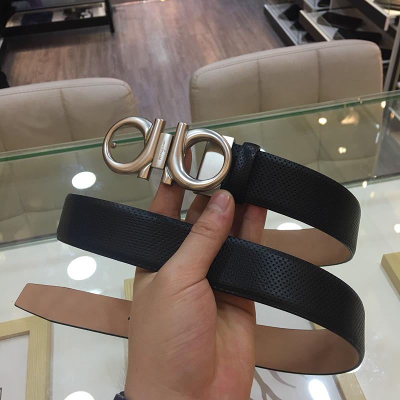 Black leather Ferragamo Silver buckle belt ASS02164