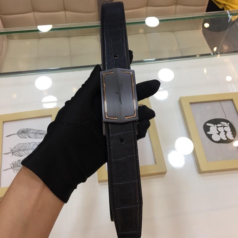 Black leather Ferragamo Silver Belt ASS02265