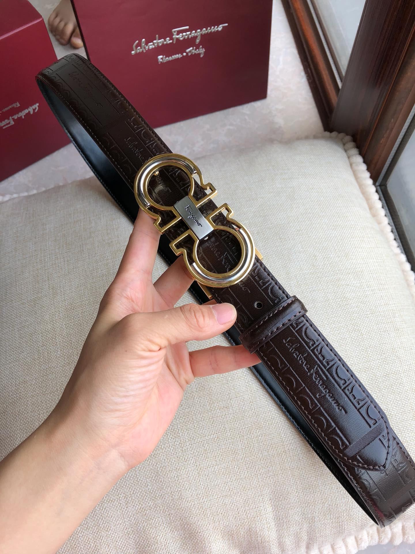 Black leather Ferragamo buckle belt ASS02258