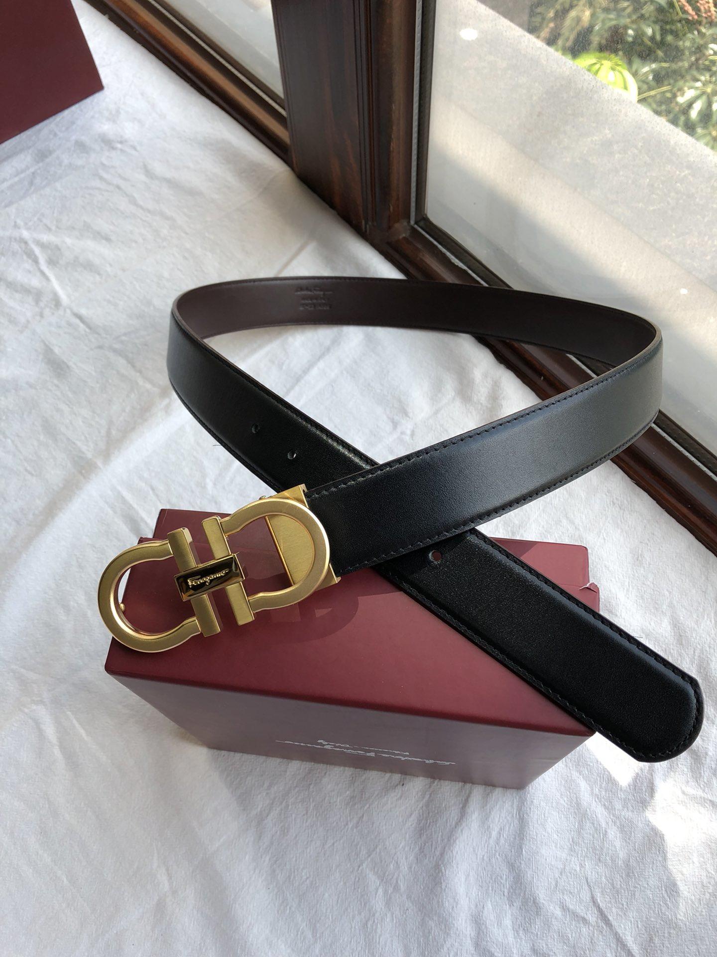 Black Golden Ferragamo buckle belt ASS02121