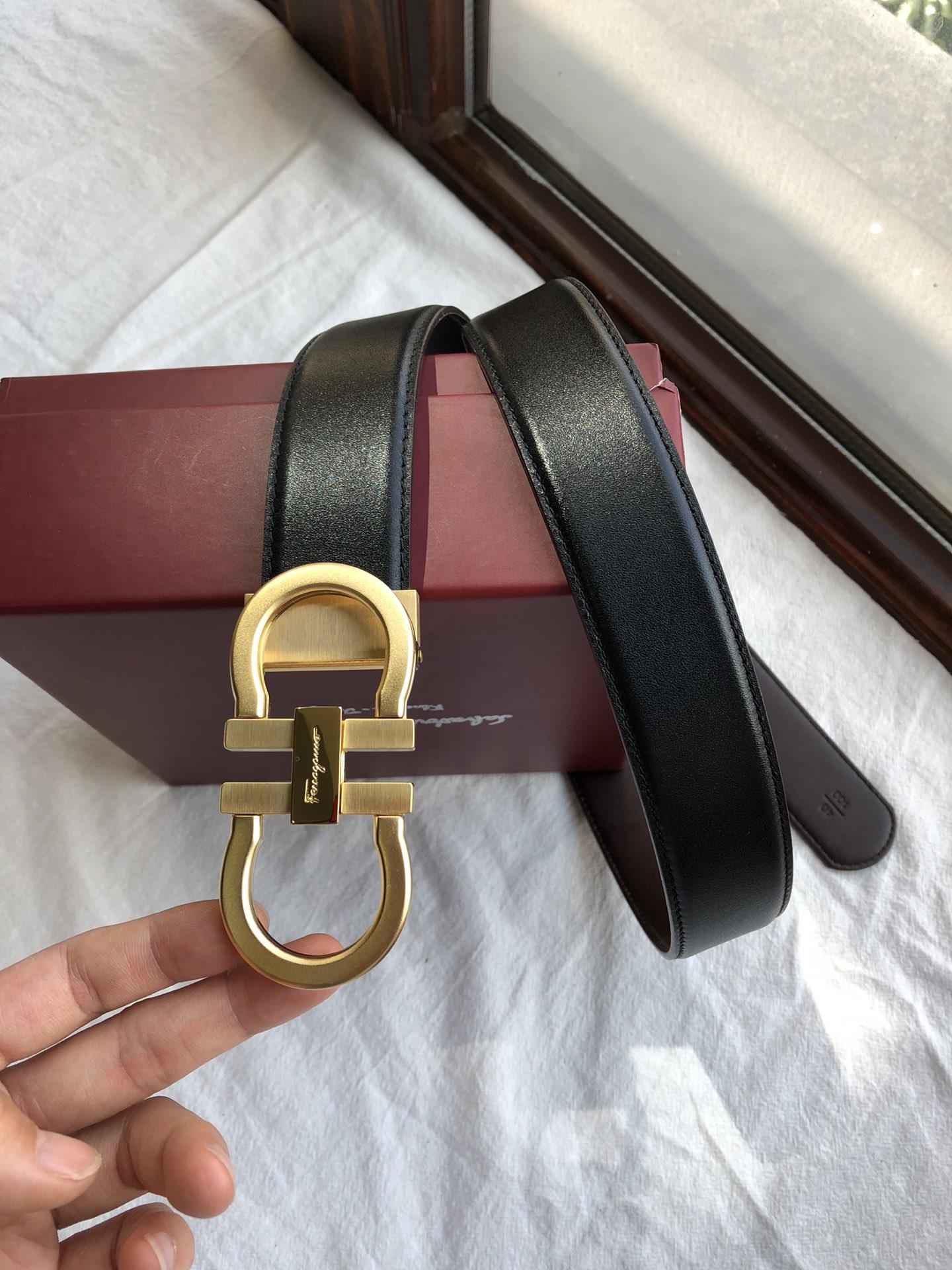 Black Golden Ferragamo buckle belt ASS02121