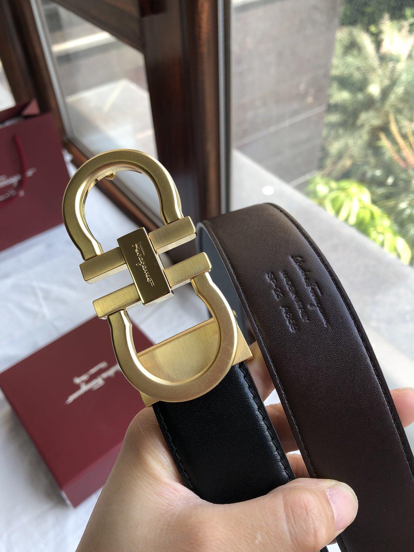 Black Golden Ferragamo buckle belt ASS02121