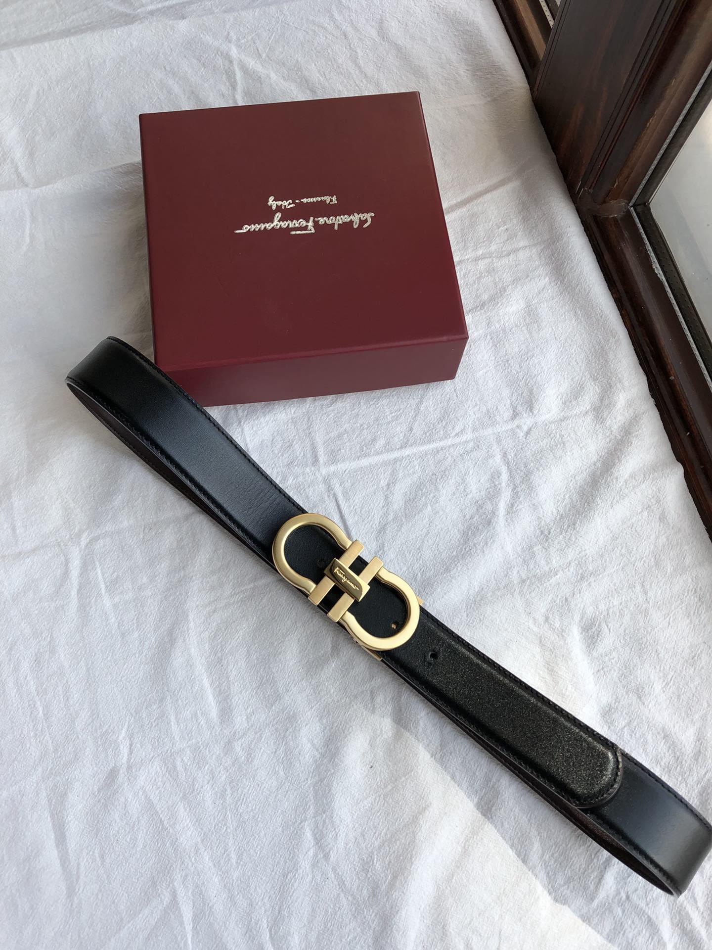 Black Golden Ferragamo buckle belt ASS02121