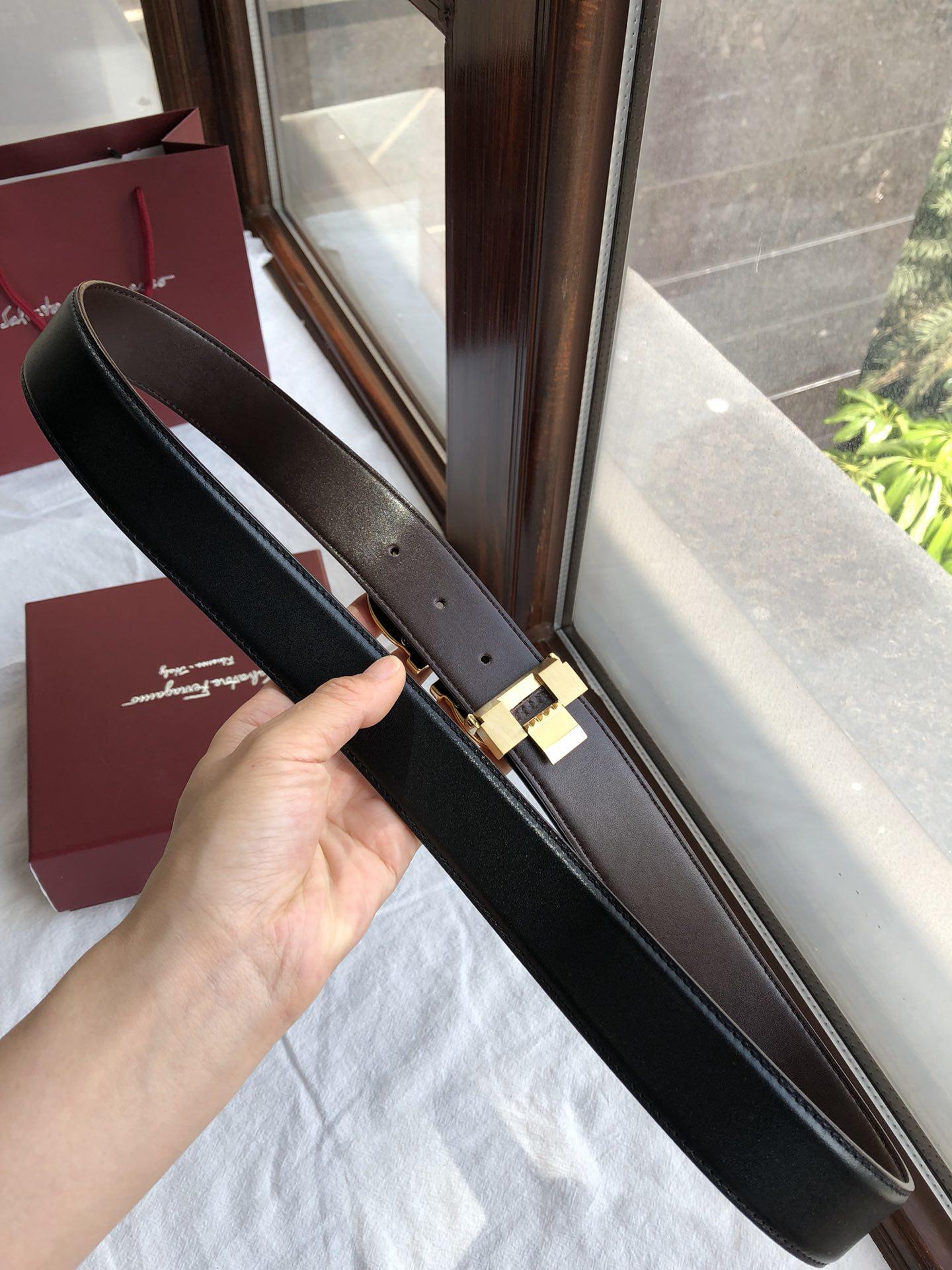 Black Golden Ferragamo buckle belt ASS02121