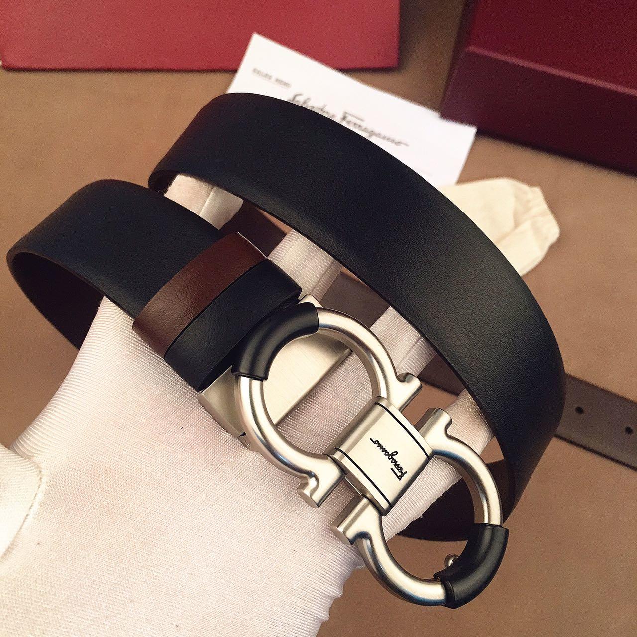 Black Ferragamo Silver buckle belt ASS02155