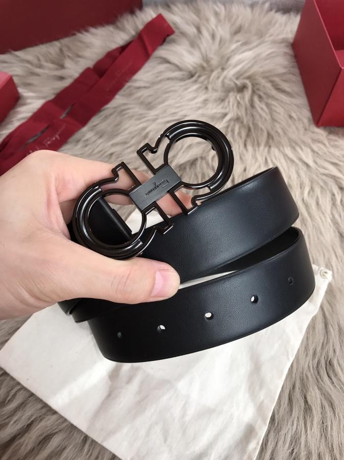 Black Ferragamo silver buckle belt ASS02152