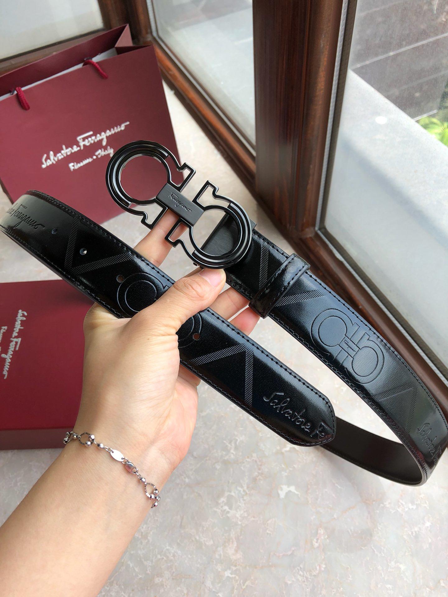 Black Ferragamo Silver belt ASS02257