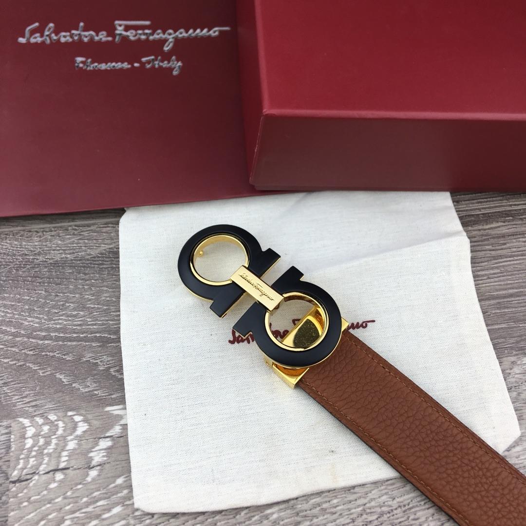 Black Ferragamo Golden buckle belt ASS02076