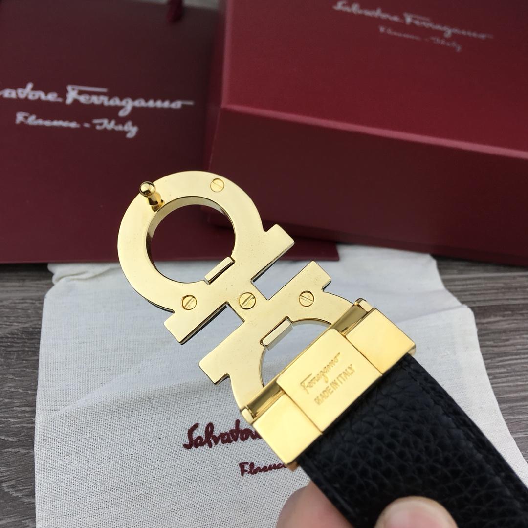 Black Ferragamo Golden buckle belt ASS02076