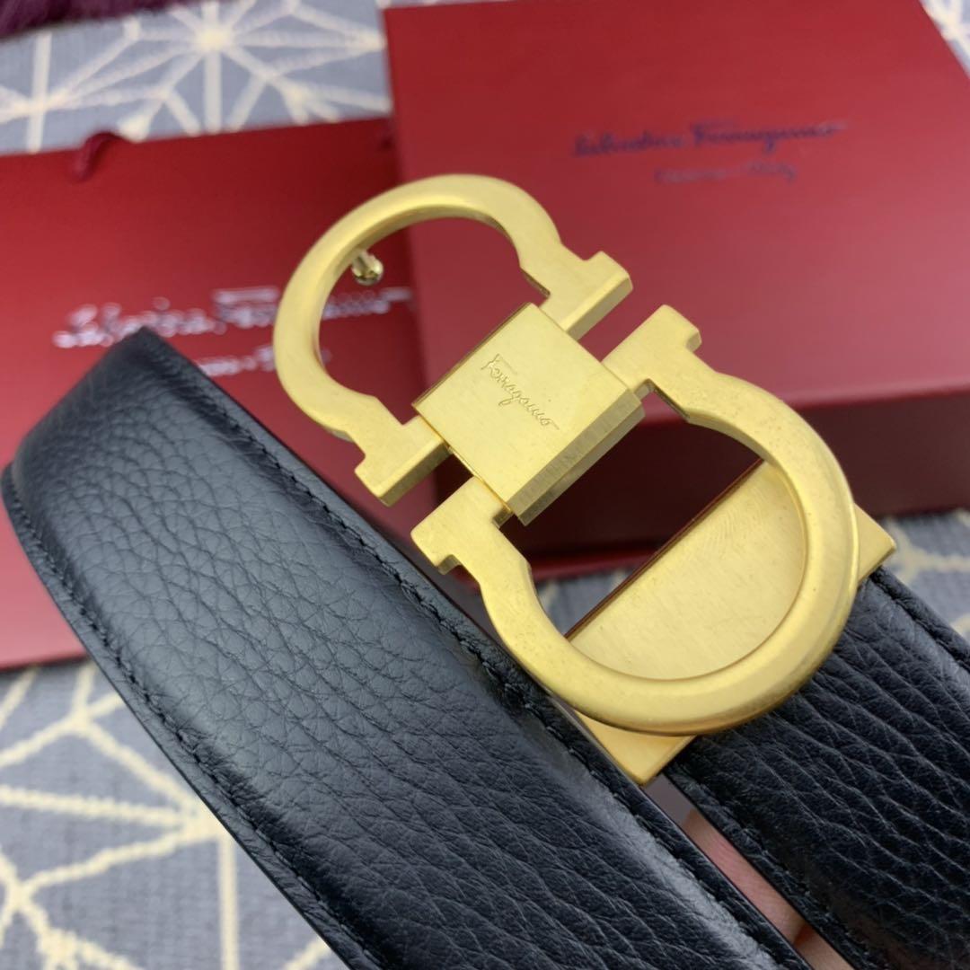 Black Ferragamo Gold buckle belt ASS02087