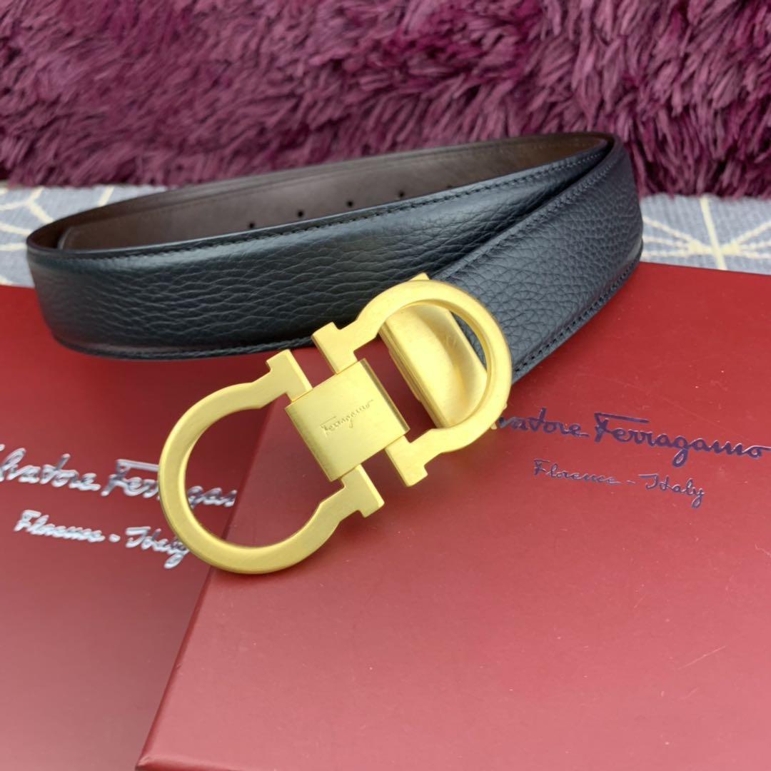 Black Ferragamo Gold buckle belt ASS02087